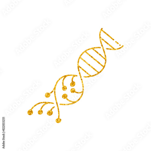 Artificially modified dna strains drawing in gold color style