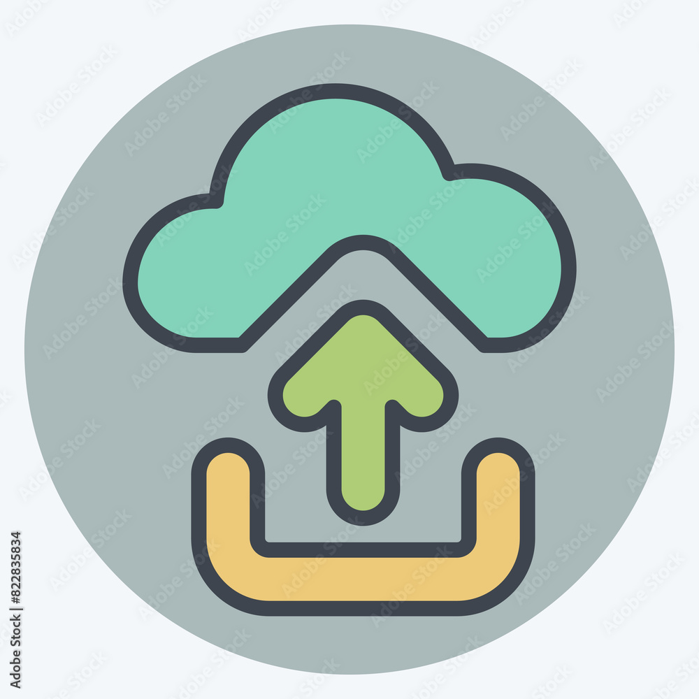 Icon Cloud Upload. related to Button Download symbol. flat style. simple design illustration Icon Cloud Upload. related to Button Download symbol. flat style. simple design illustration