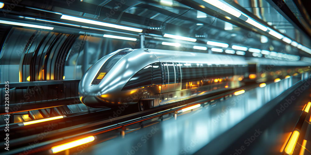 Silver High-Speed Maglev Train: Featuring a high-speed train system that connects different parts of the futuristic city with advanced magnetic levitation technology. Silver High-Speed Maglev Train: Featuring a high-speed train system that connects different parts of the futuristic city with advanced magnetic levitation technology.