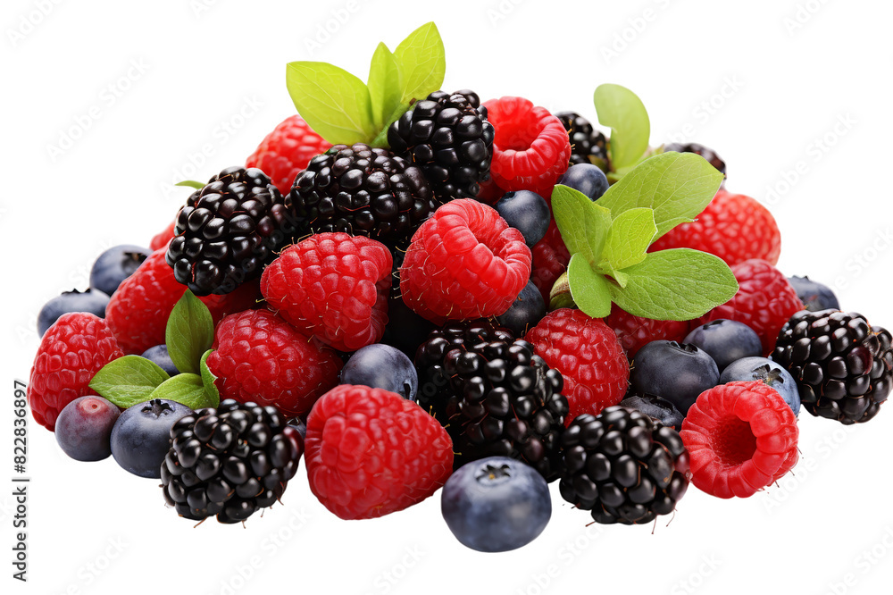 Vibrant of ripe berries isolated on transparent background, png, cutout. Vibrant of ripe berries isolated on transparent background, png, cutout.