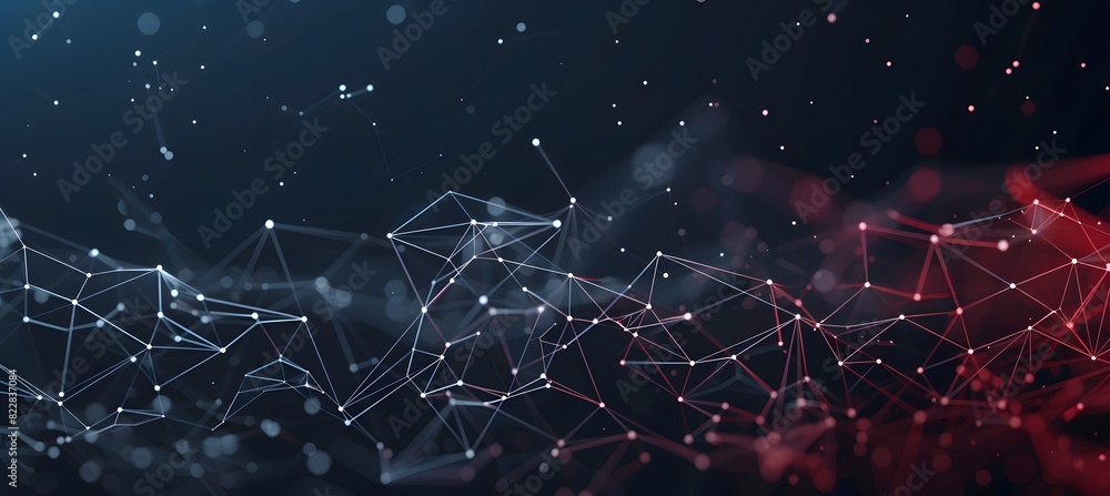 Fototapeta premium Digital Network Visualization on Dark Low Poly Background