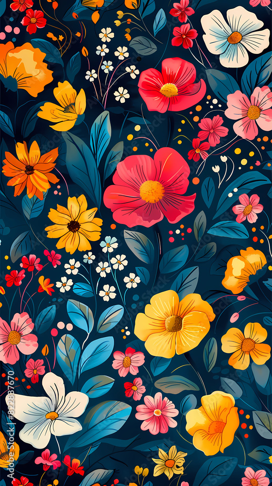 custom made wallpaper toronto digitalCollection of colorful floral elements in flat color. Set of spring and summer wild flowers, plants, branches, leaves and herb.
