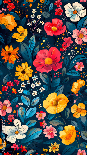 Wallpaper Mural Collection of colorful floral elements in flat color. Set of spring and summer wild flowers, plants, branches, leaves and herb. Torontodigital.ca