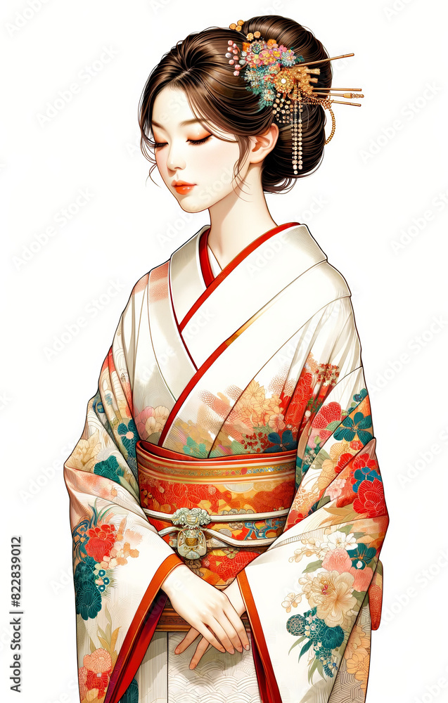 Fototapeta premium 日本画(Japanese painting)/美人画