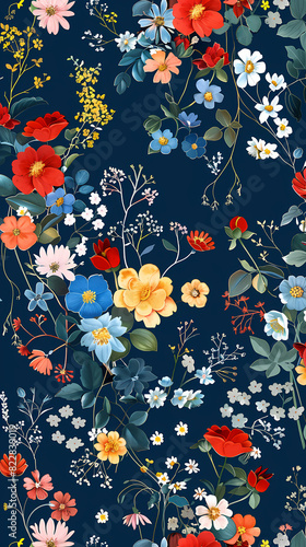 Wallpaper Mural Collection of colorful floral elements in flat color. Set of spring and summer wild flowers, plants, branches, leaves and herb. Torontodigital.ca