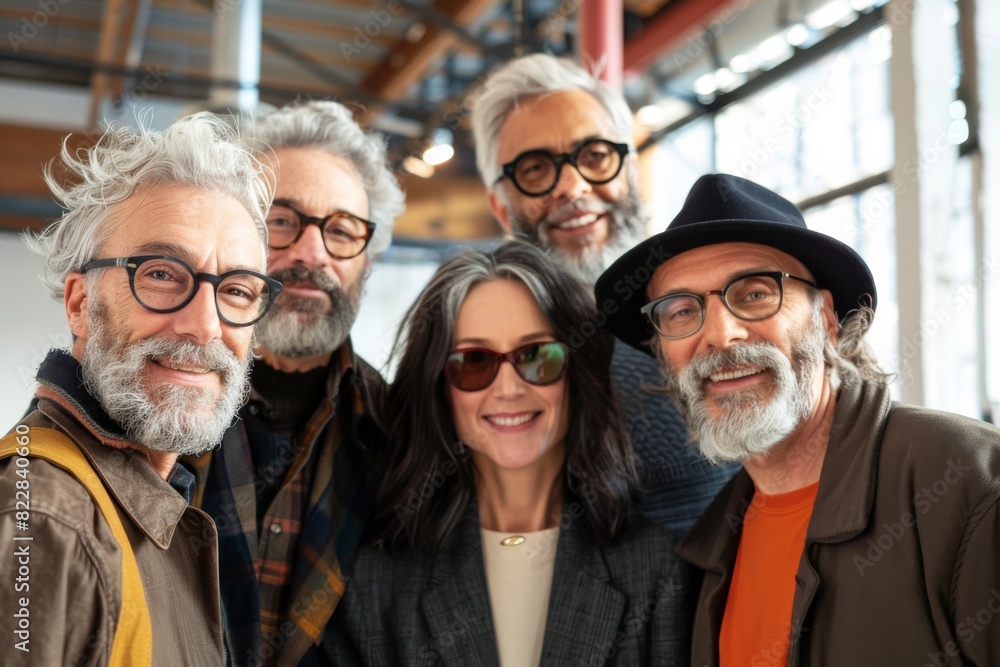 Portrait of a group of senior friends standing together and looking at camera Portrait of a group of senior friends standing together and looking at camera