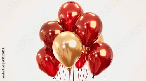 Golden and red party balloons white background celebration anniversary 