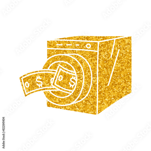 Money laundry drawing in gold color style