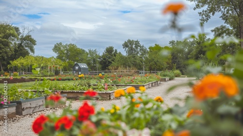Flourishing Community Garden Showcasing Diverse Group Gardening at Dusk  Symbolizing Homeownership Impact