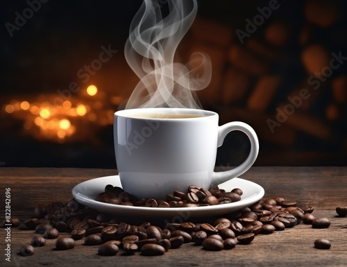A coffee beans and cup in retro style