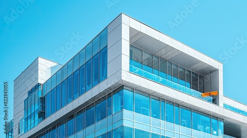 Contemporary urban architecture against clear blue sky