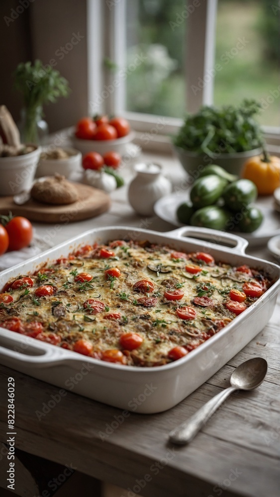 Tian Provençal - Layered vegetable bake with tomatoes, zucchini, and eggplant. Tian Provençal - Layered vegetable bake with tomatoes, zucchini, and eggplant.