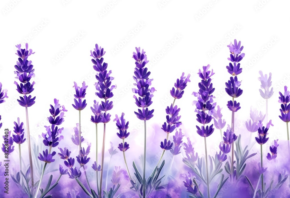 Naklejka premium background angustifolia lavandula illustration olated white watercolor lavender flowers
