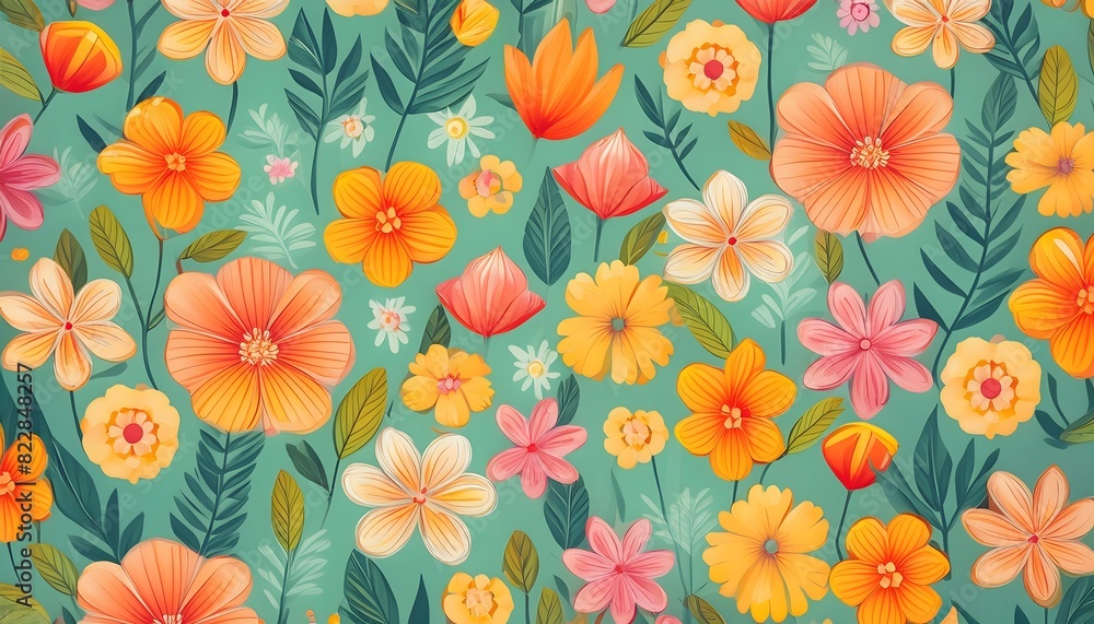 custom made wallpaper toronto digitalillustration with flowers, seamless pattern for wallpaper or wrapping paper