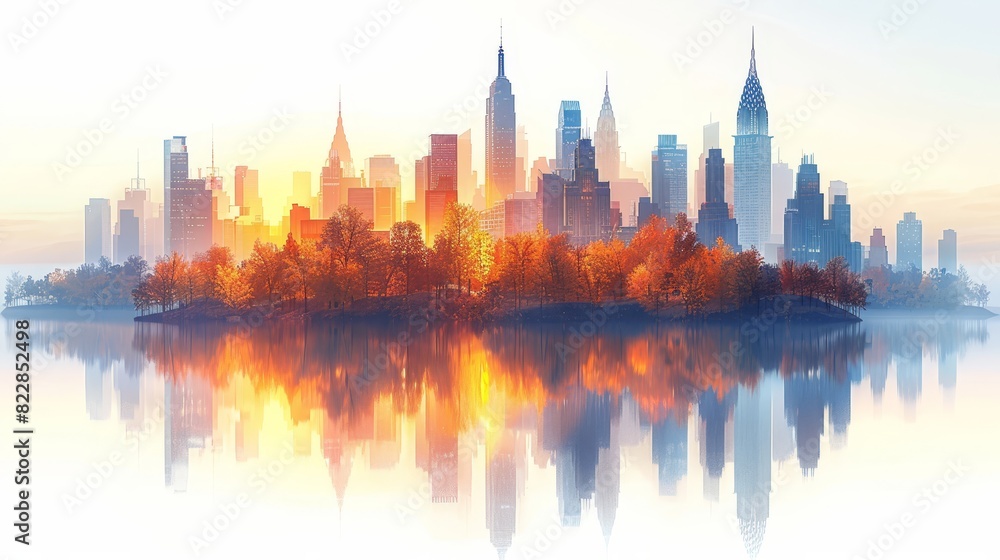 Obraz premium a city skyline with a body of water in the foreground