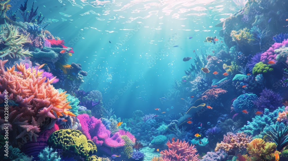 Naklejka premium Reef awareness day background concept with copy space area for text. World Oceans Day and World Water Day. Beautiful sea background