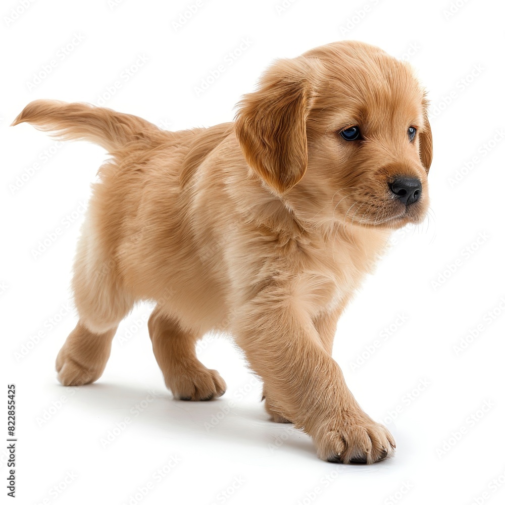 a small brown puppy standing on a white surface