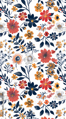 Collection of colorful floral elements in flat color. Set of spring and summer wild flowers  plants  branches  leaves and herb.