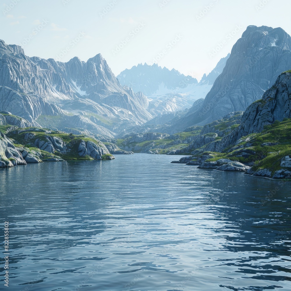 a body of water with mountains in the background a body of water with mountains in the background