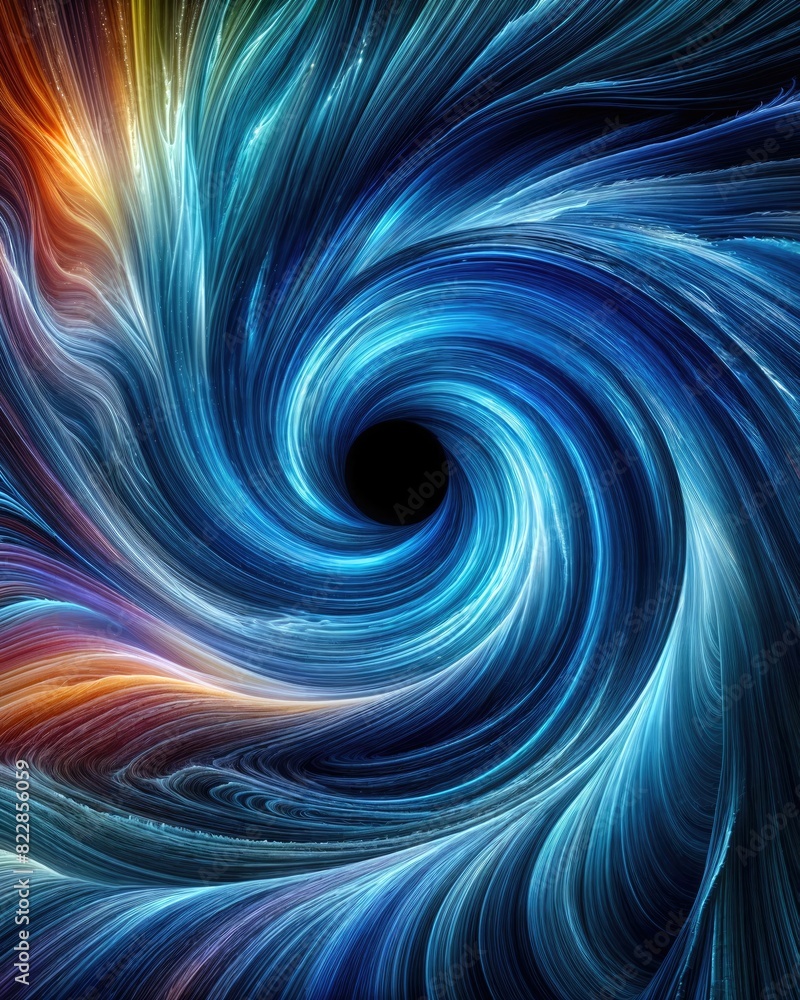 Vibrant Swirling Vortex with Dark Center and Rainbow Energy Vibrant Swirling Vortex with Dark Center and Rainbow Energy