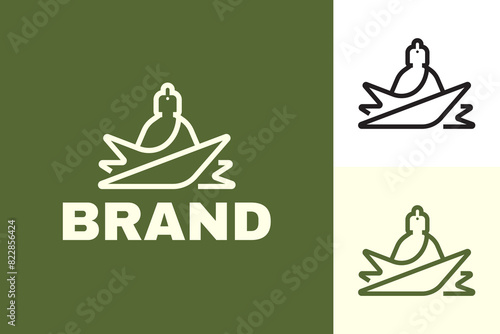 Buddha Sit On A Lotus Flower - Minimalist Outline Vector Logo Template