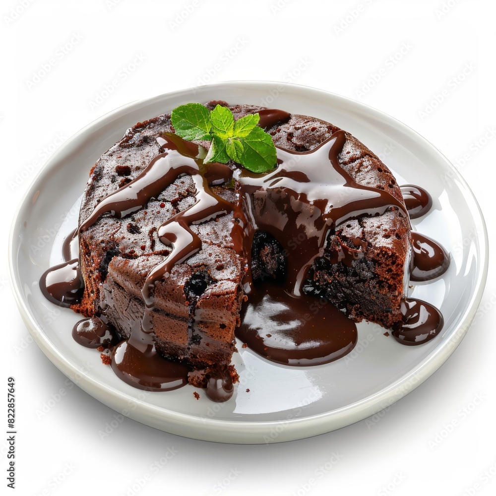 a plate of chocolate dessert with a piece taken out of it a plate of chocolate dessert with a piece taken out of it