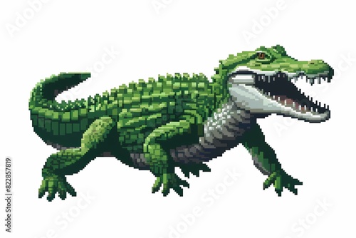 pixel art  illustration of a crocodile