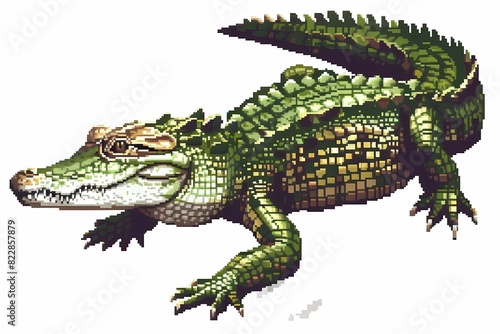 pixel art  illustration of a crocodile