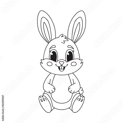 Cute rabbit cartoon coloring page illustration vector. For kids coloring book © Artanto