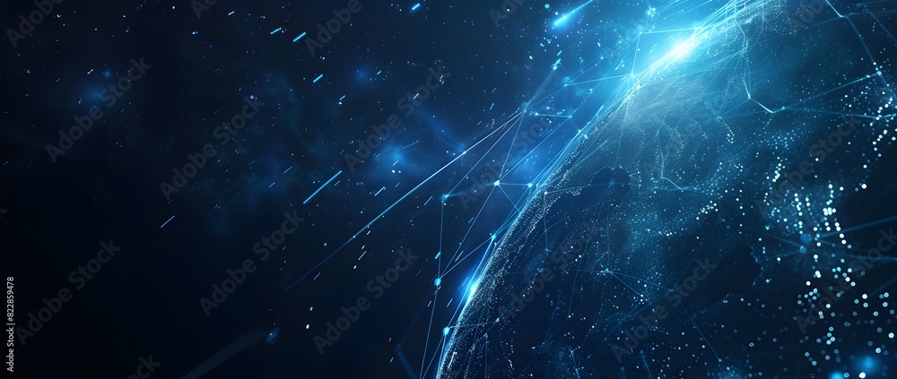 Obraz premium Abstract Digital Blue Earth with Glowing Light Beams