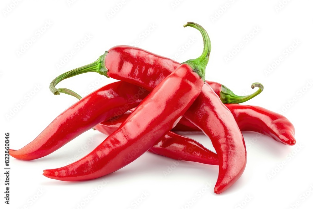 Red cayenne pepper or cabe rawit merah isolated white background - generative ai Red cayenne pepper or cabe rawit merah isolated white background - generative ai