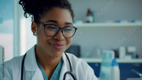 Smiling black female doctor