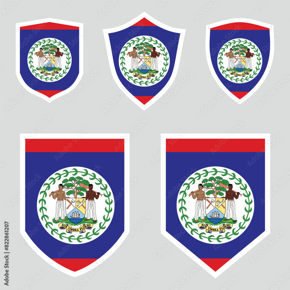 Fototapeta premium Belize Set shield frame