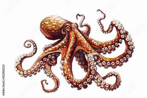 pixel art, illustration of an octopus © Yoshimura