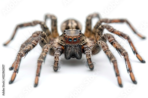 Wolf spider isolated on white background