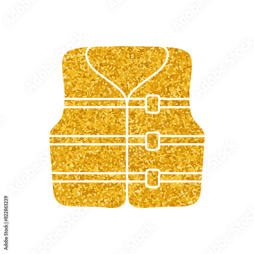 Life jacket drawing in gold color style