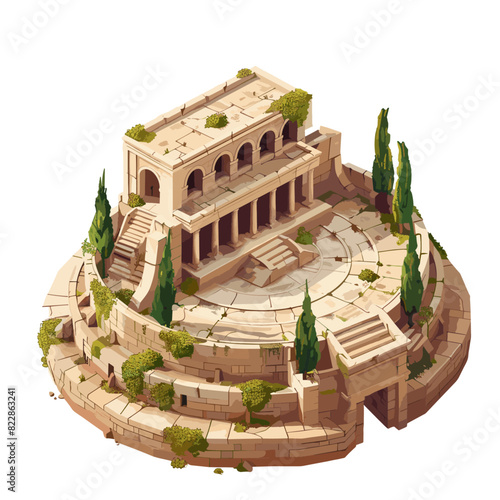 digital illustration of an isometric ancient Greek amphitheater