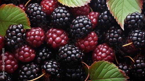 Fresh mulberry fruits background Generative AI