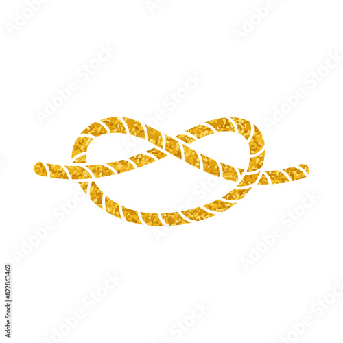 Rope knot drawing in gold color style