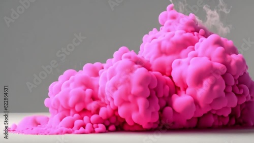 pink smoke moving on a white background