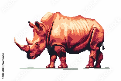 pixel art. illustration of a rhino