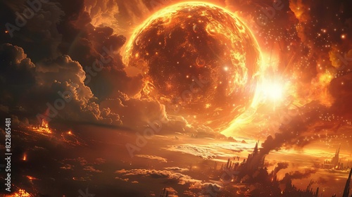 A series of celestial events depicted in a prophecy about the end of the world,