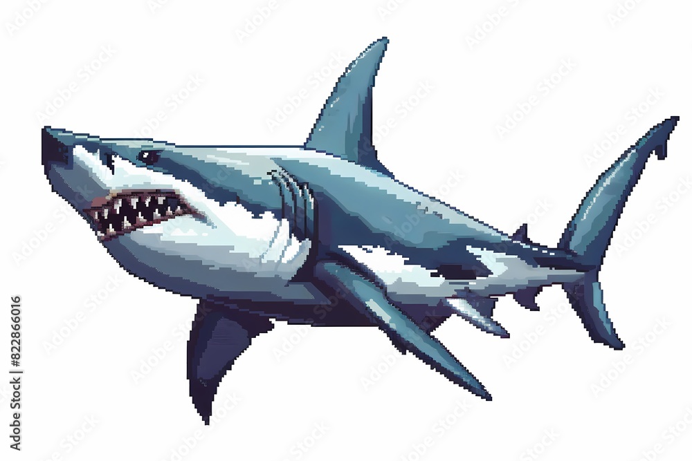 pixel art. illustration of a shark