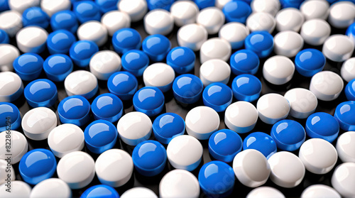 Drug development blue and white pills photo