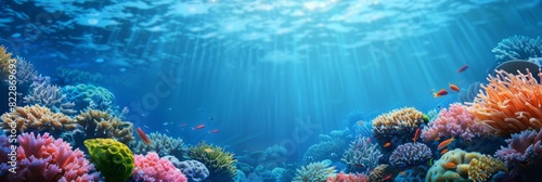 Reef awareness day background concept with copy space area for text. World Oceans Day and World Water Day. Beautiful sea background