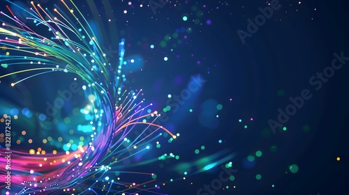 Abstract Futuristic Background with Colorful Fiber Optic Cables photo