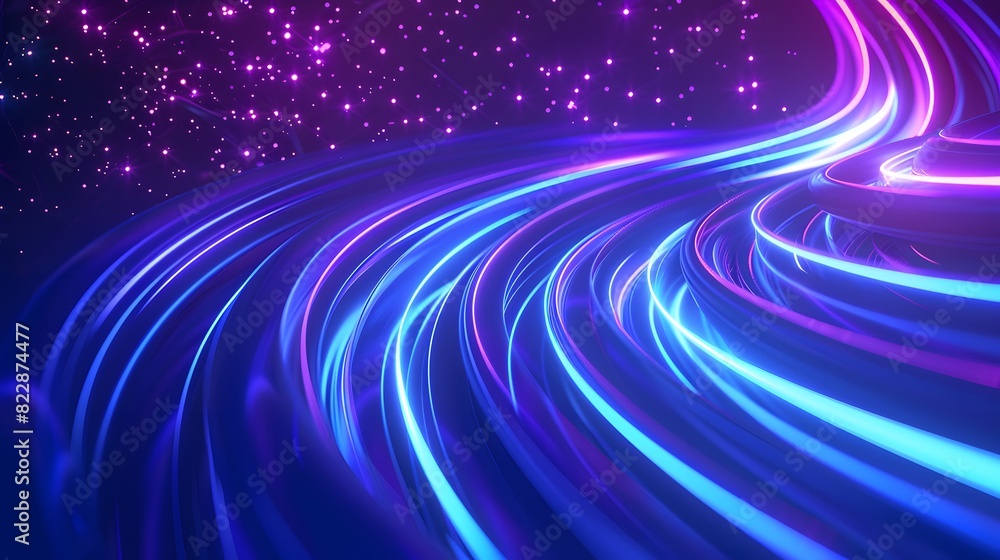 Obraz premium Abstract blue and purple dynamic background. Futuristic vivid neon swirl lines. Light effect.
