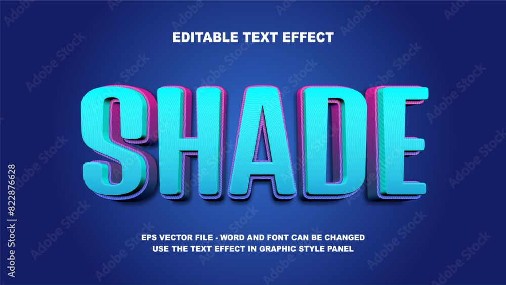 Editable Text Effect Shade 3D Vector Template