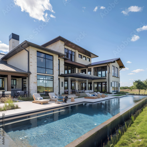 Wallpaper Mural Luxurious Modern Mansion with Expansive Pool and Patio Torontodigital.ca