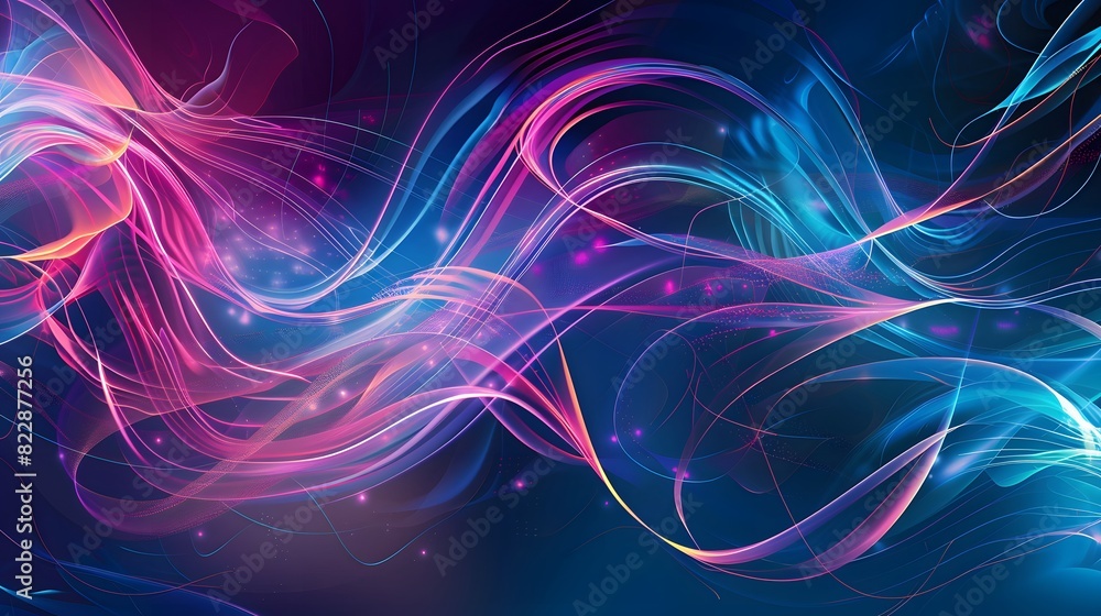 Obraz premium Abstract blue and purple dynamic background. Futuristic vivid neon swirl lines. Light effect.